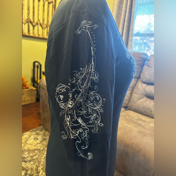 HARLEY-DAVIDSON long sleeve ladies black t-shirt with studded bling design - Picture 3 of 7